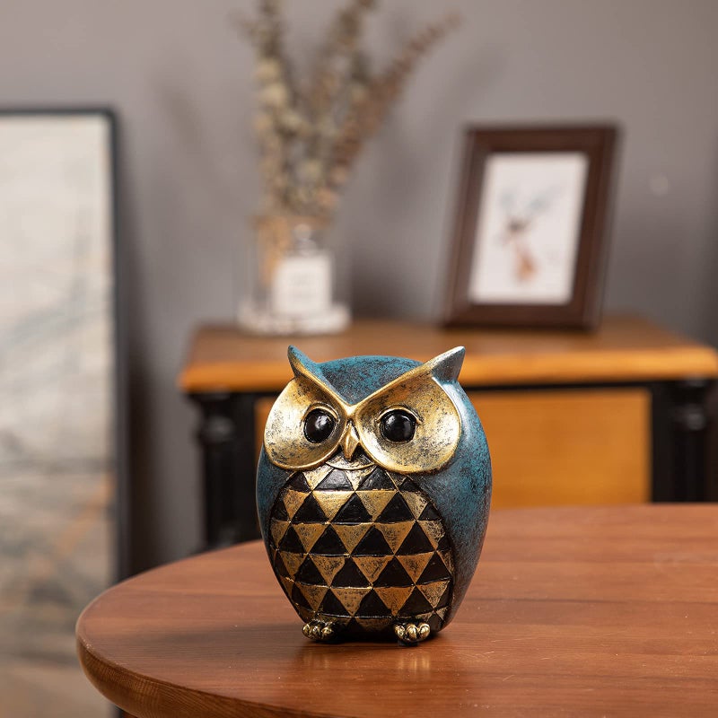 Leekung Owl Statue Home Decor - Owl Figurines for Bookshelf, Bedroom, Living Room, Office & TV Stand Decorations - Animal Sculptures Gift for Bird Lovers - Image 3